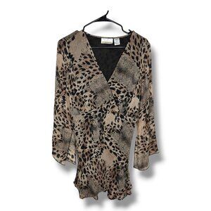 New York City Design Co Women's Plus Size 100% Silk Animal Print Blouse 14/16